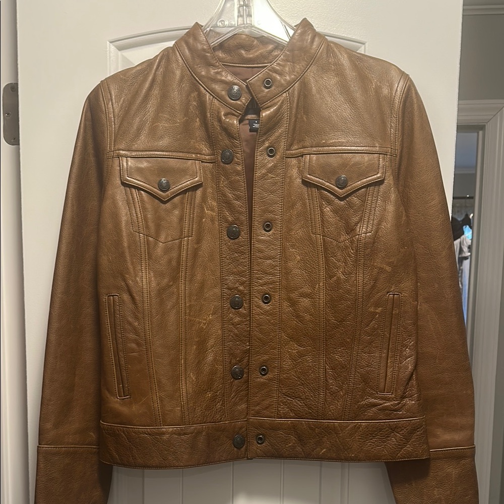 GAP Brown Leather Jacket Classic Timeless Design